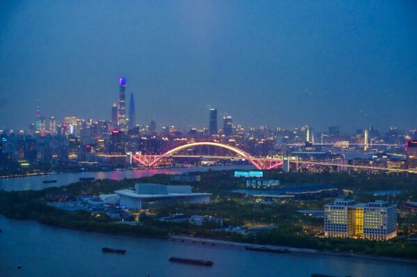Night view of Shanghai Huangpu River Side